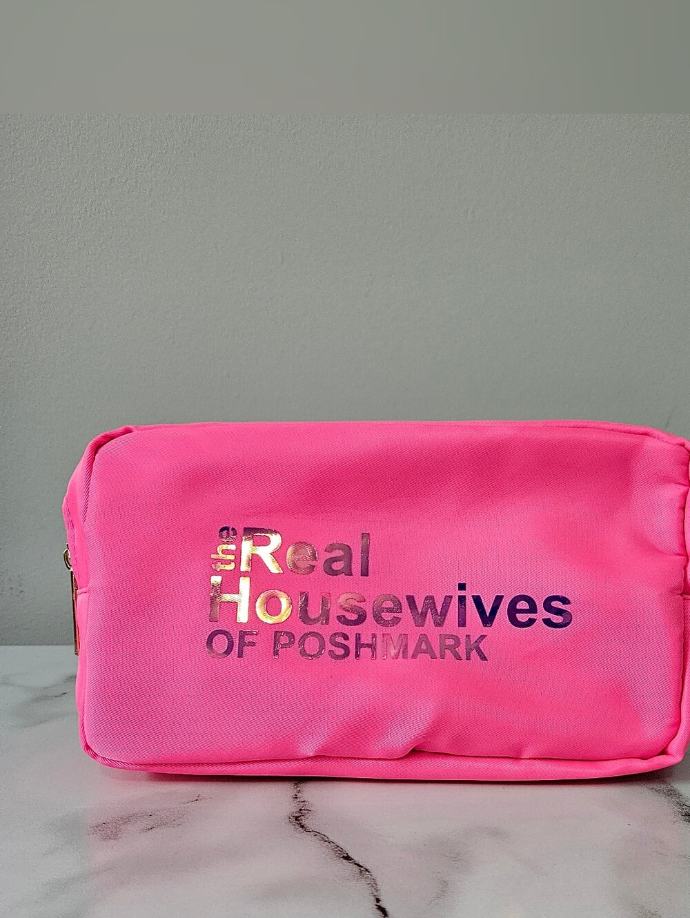 "The Real Housewives Of Poshmark" Nylon Cosmetic Pouch w/ HOLOGRAPHIC Font - Picture 3 of 13